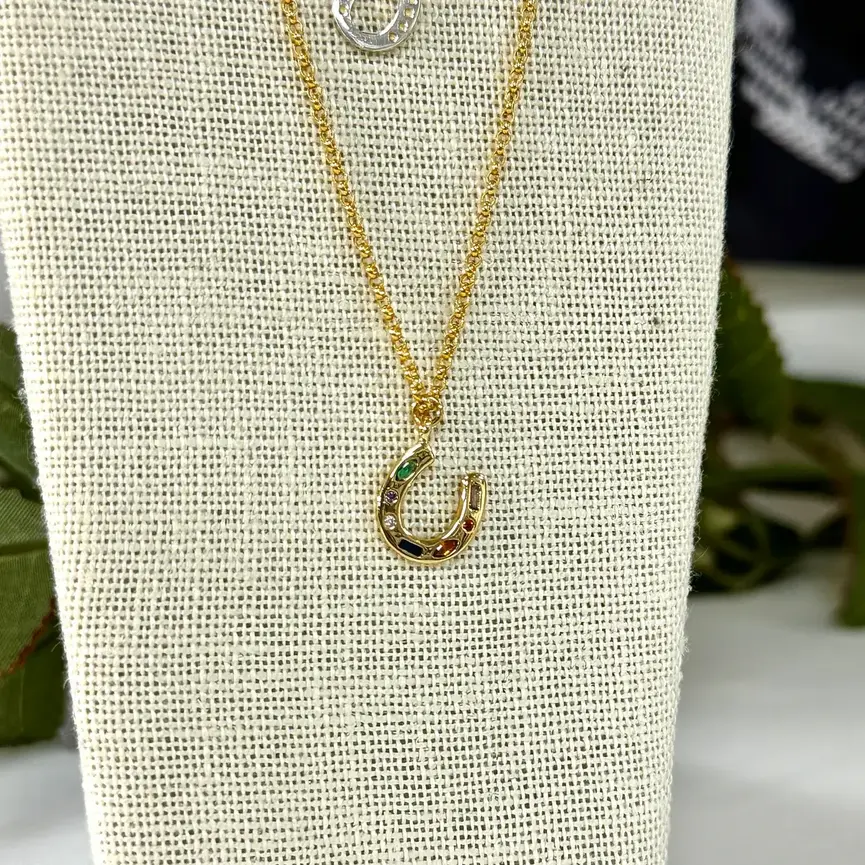 Rainbow Luck Horse Shoe Necklace