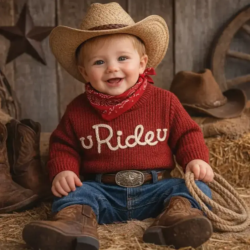 Western Equestrian Ride Baby Sweater