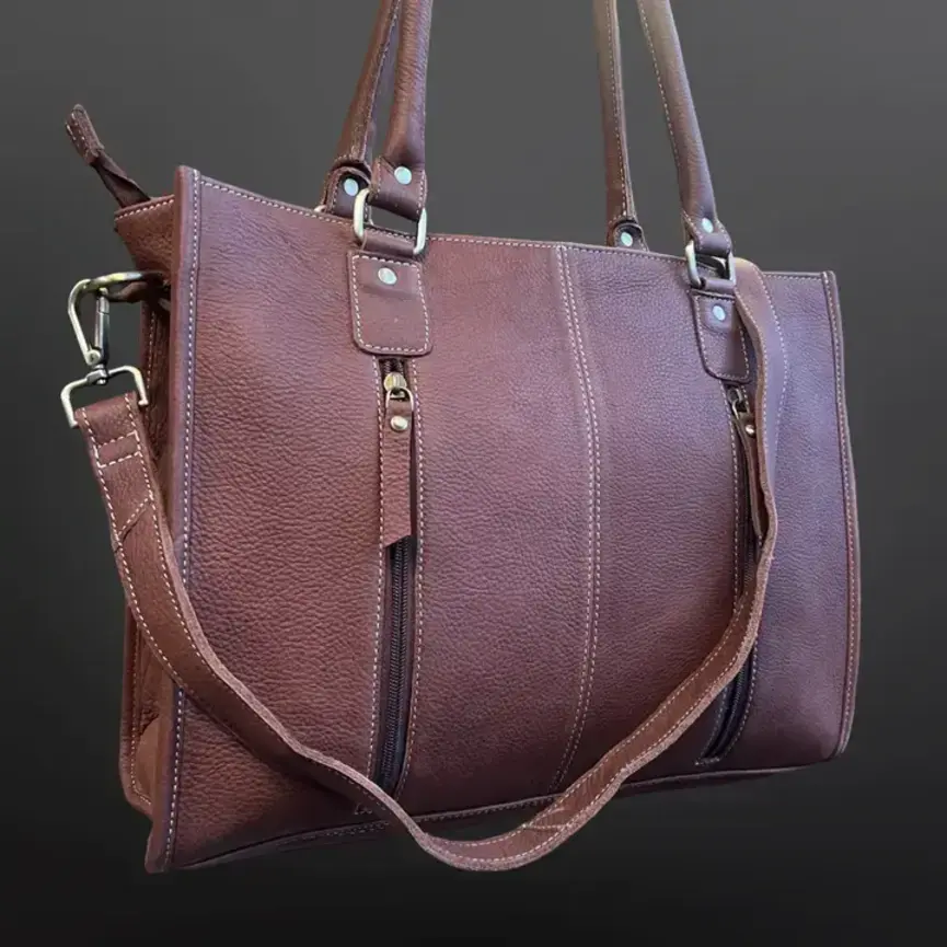 Cowhide Tooled Leather Western Tote Handbag