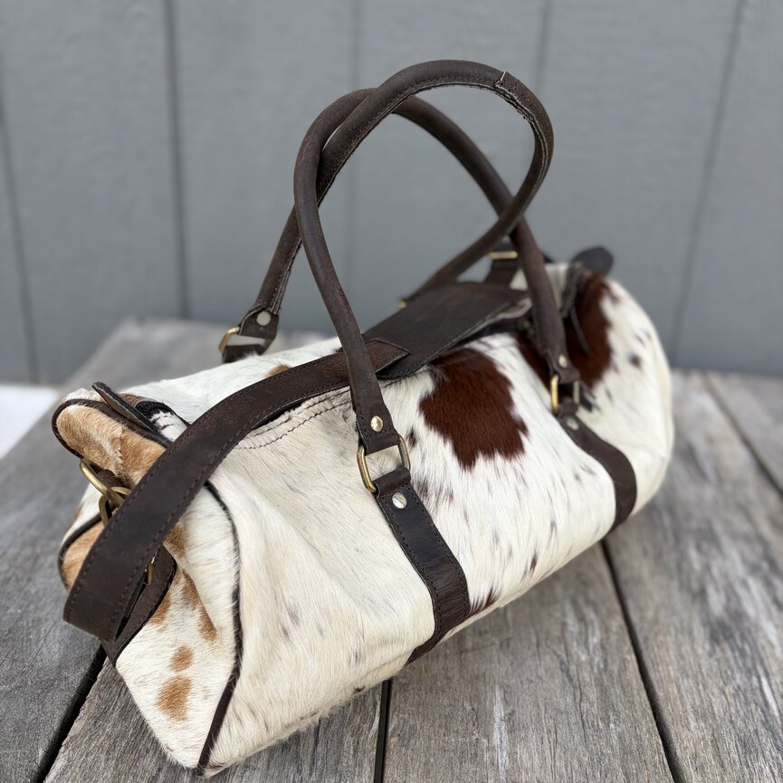 Genuine Cowhide Leather Duffle Bag - Travel Bag