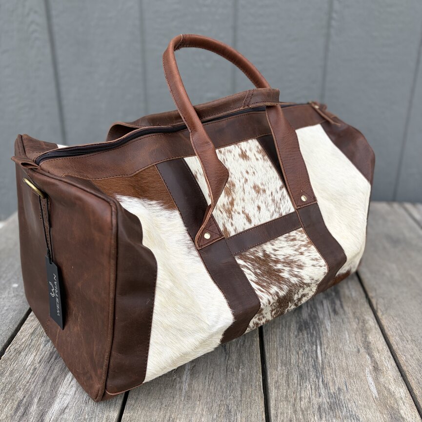 Genuine Cowhide Leather Duffel Bag - Travel Bag
