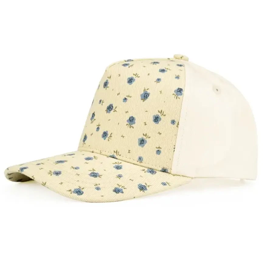 C.C Floral Pattern Two Tone Criss-Cross Back Trucker Hat