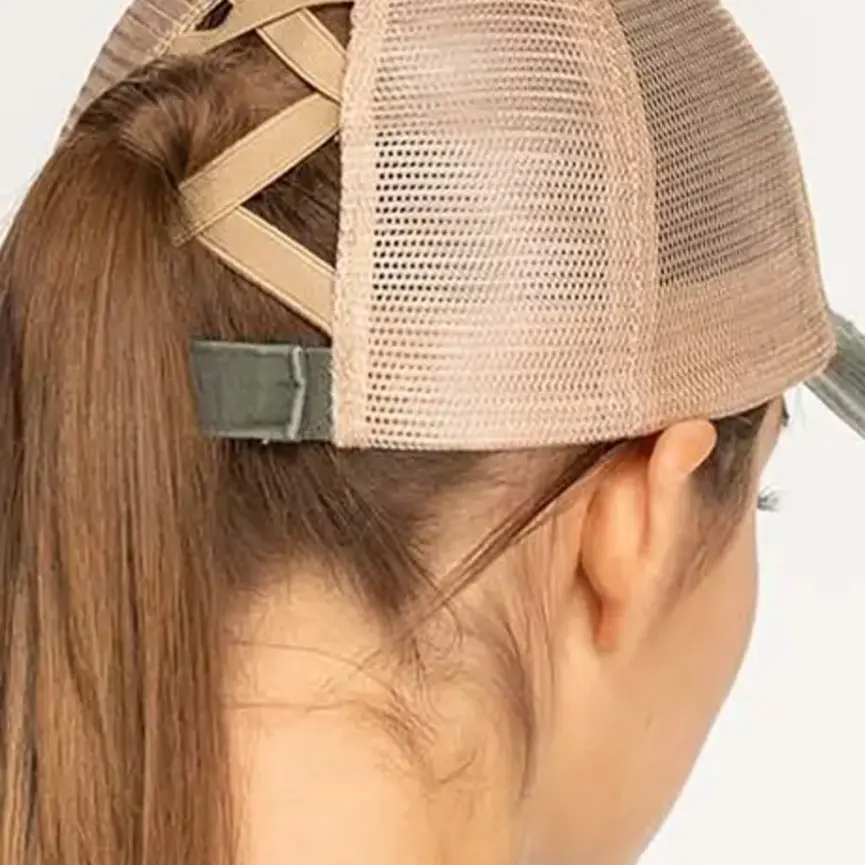 C.C Aztec Patch Distressed Criss-Cross Pony Cap