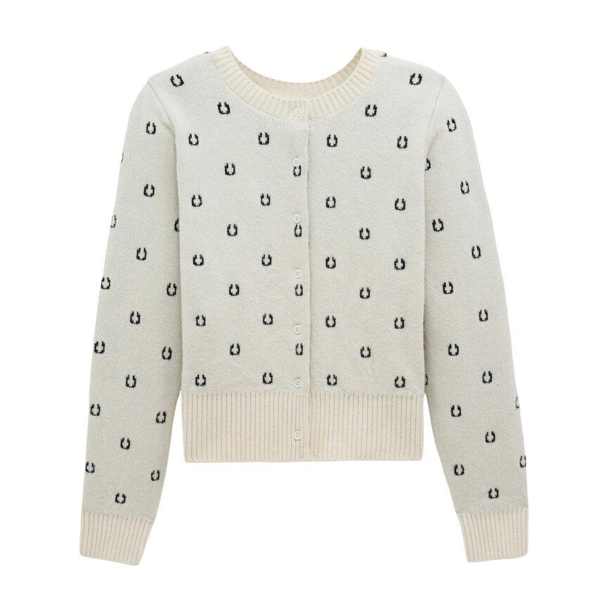 Horseshoe Retro Vintage Sweater Cardigan - White