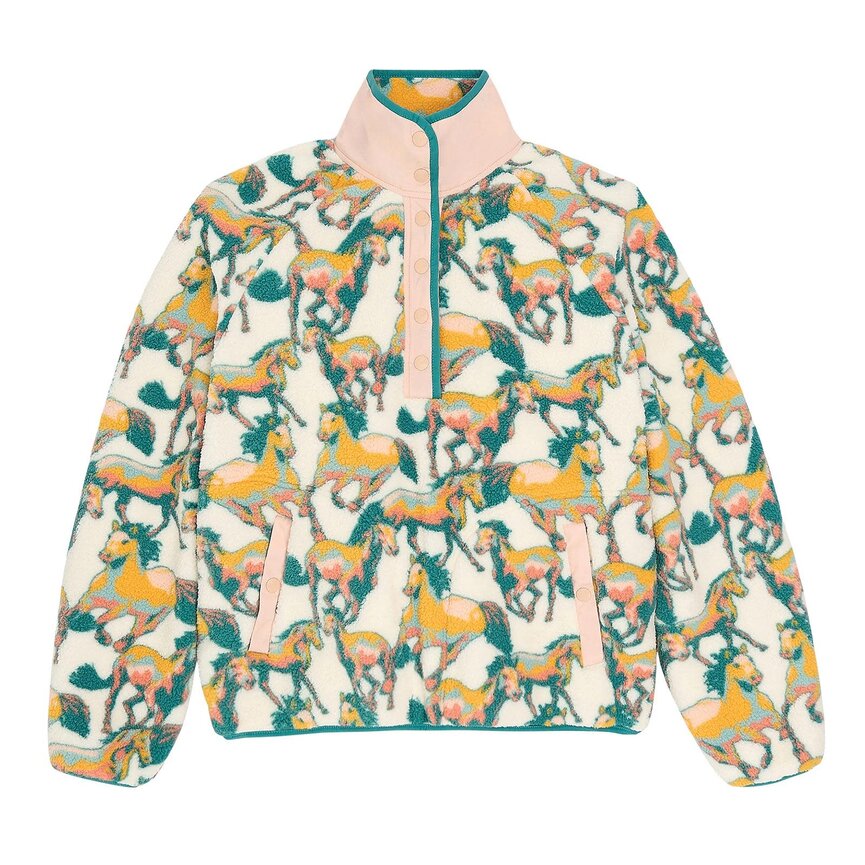 Retro Vintage Elevated Sherpa Snap Pullover - White