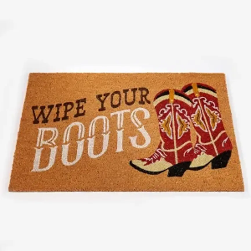 Cowboy Boots Coir Door Mat