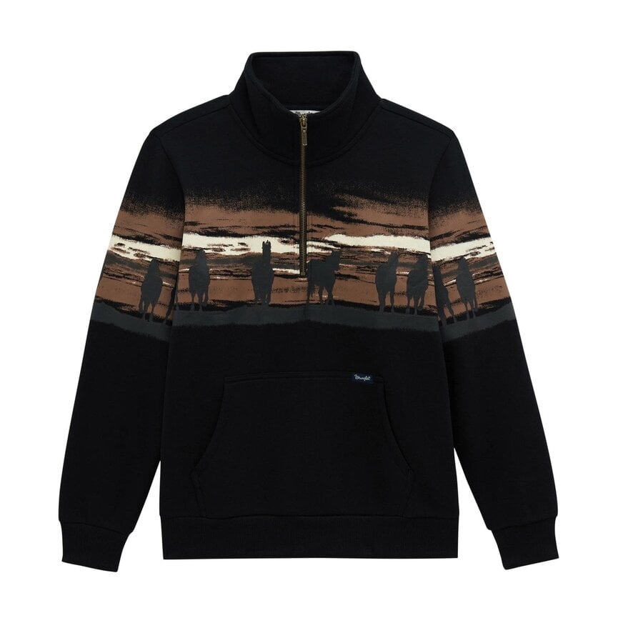 Retro Punchy Horse Sweashirt Zip - Black