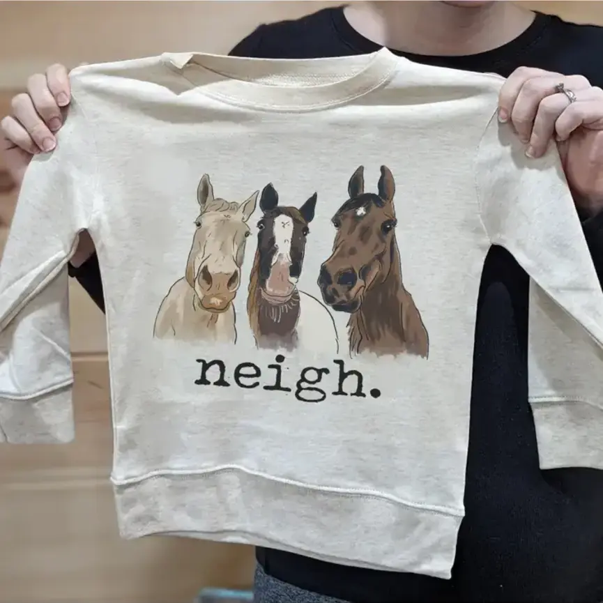 "Neigh" Three Horse Toddler Long Sleeve Shirt