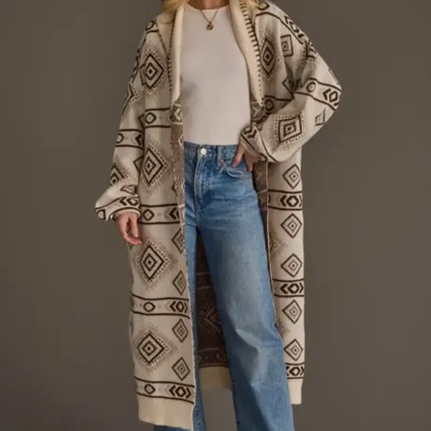 Cream & Brown Western Cardigan
