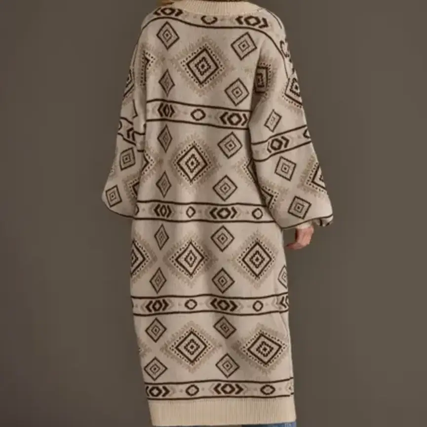 Cream & Brown Western Cardigan