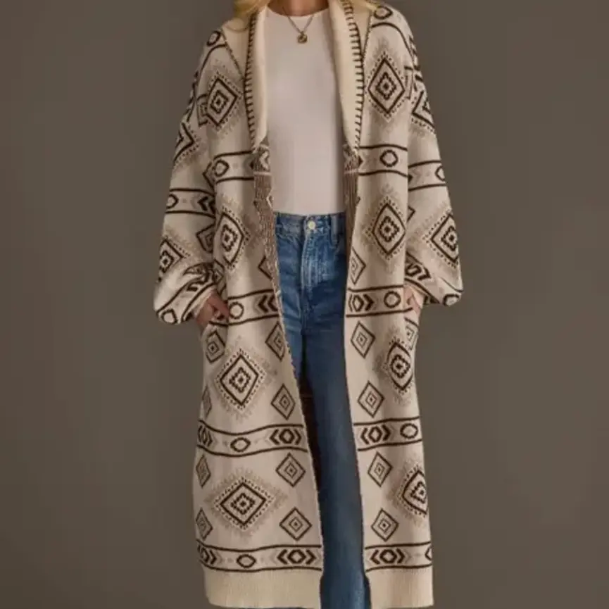Cream & Brown Western Cardigan