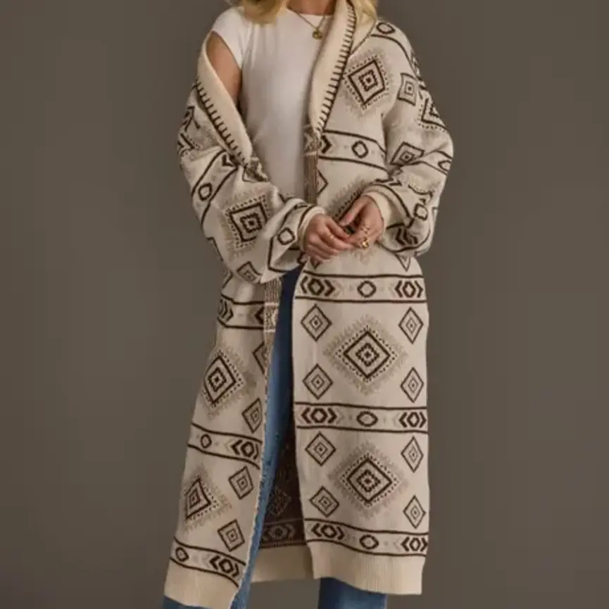 Cream & Brown Western Cardigan