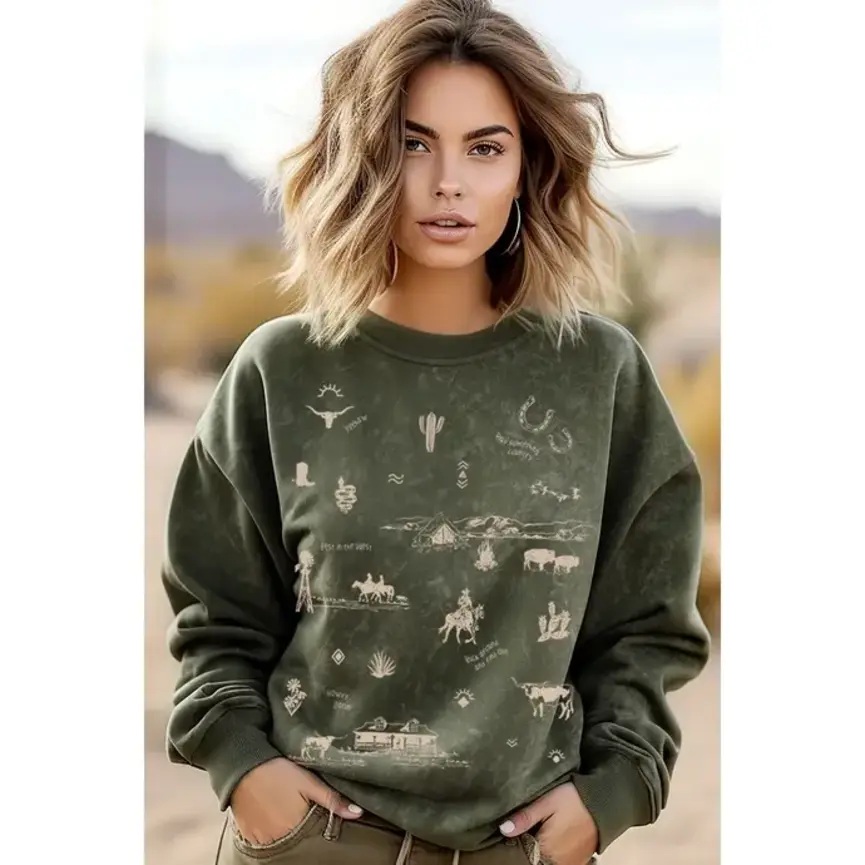 Western Allover Mineral Graphic Sweatshirts