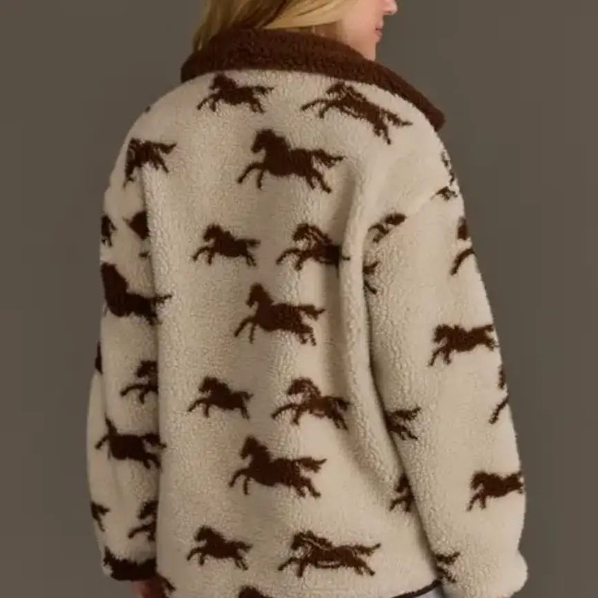 Cream & Brown Fleece Horse Jacket