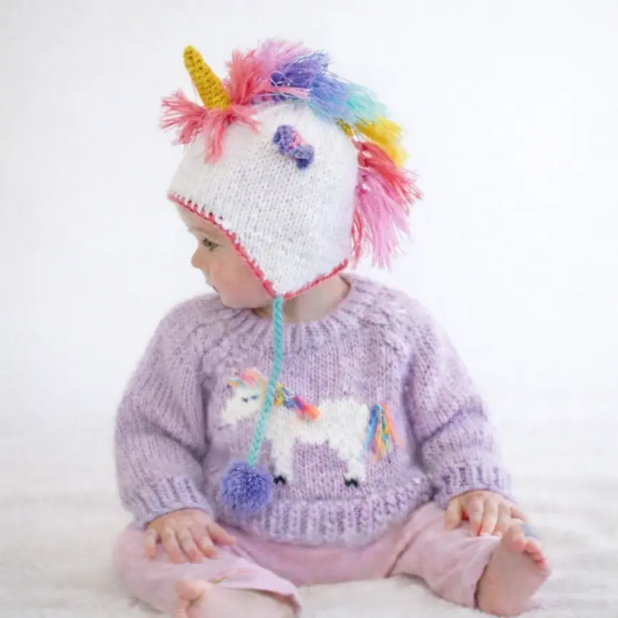 Unicorn Pastel Earflap Beanie Hat Baby & Kids
