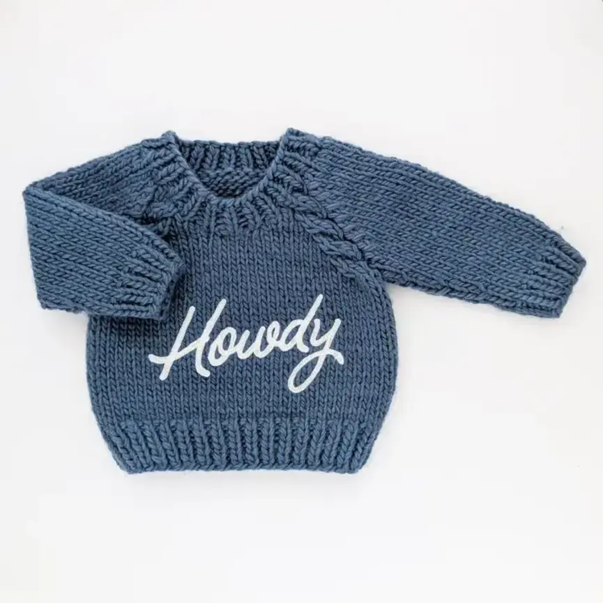 Howdy Sweater Slate Blue For Baby & Toddler
