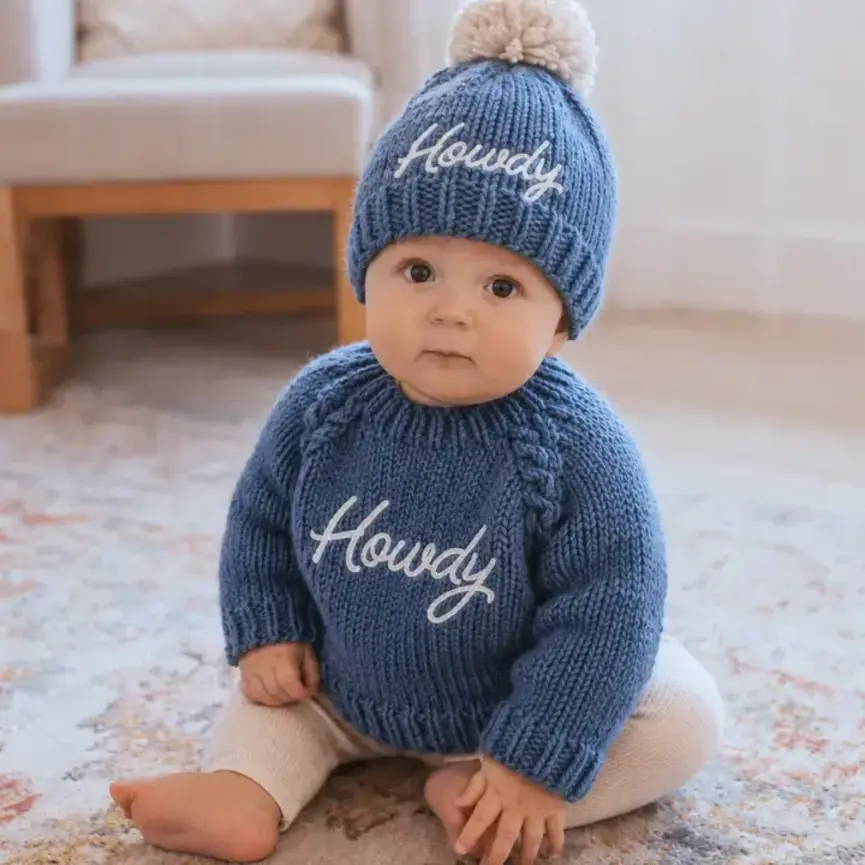 Howdy Sweater Slate Blue For Baby & Toddler