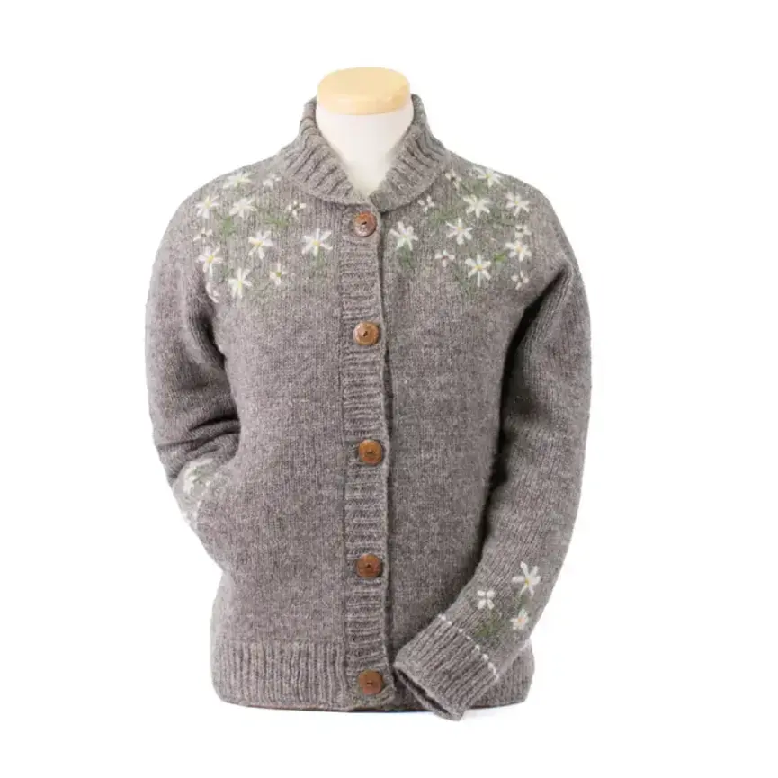 Lucky Daisy Western Embroidered Wool Cardigan
