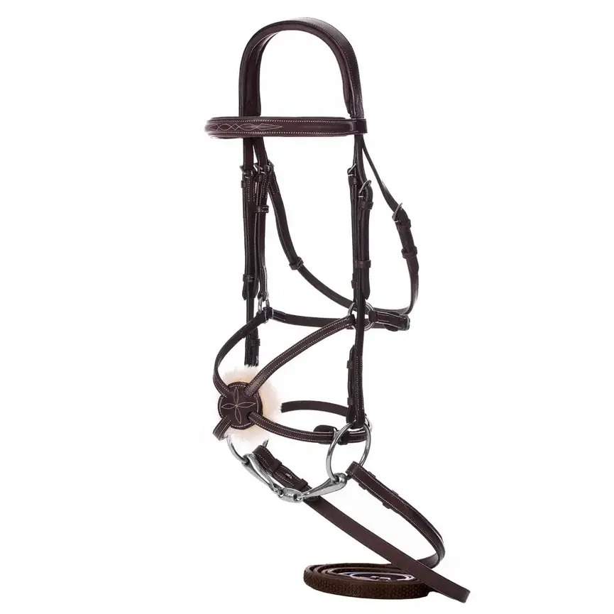 Valkyrie Fancy Stitched Figure 8 Bridle & Reins - Chocolate Brown