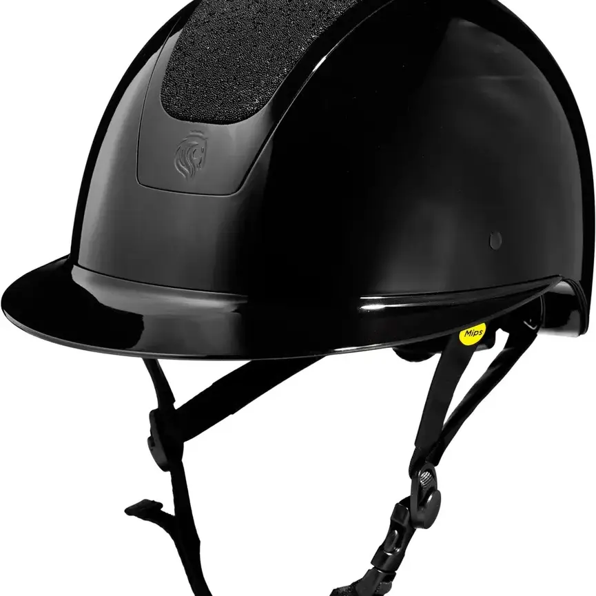 Crown Glossy Mips Riding Helmet - Black/Black Diamond Crystal