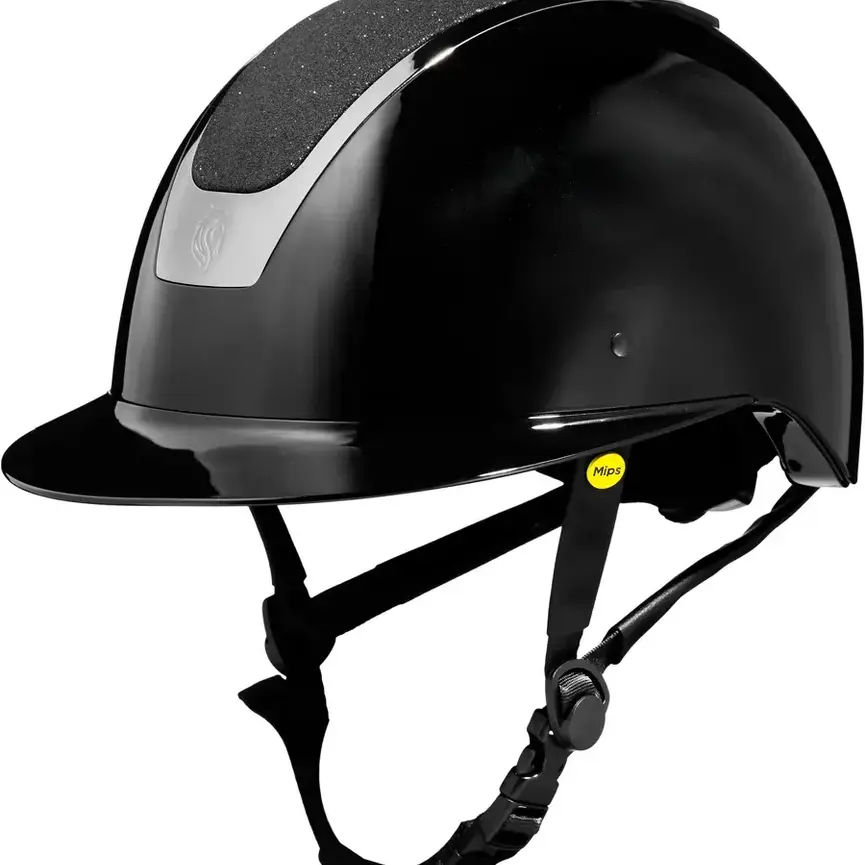 Crown Glossy Mips Riding Helmet - Black/Black Shimmer