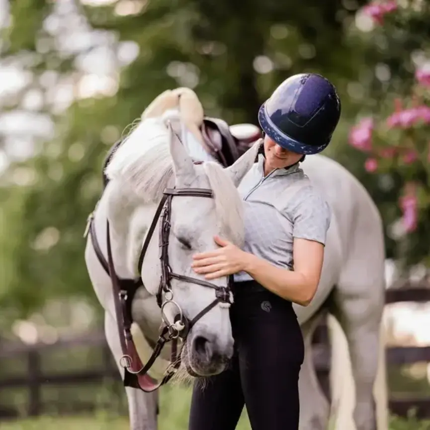 Crown Glossy Mips Riding Helmet - Navy/Navy Shimmer