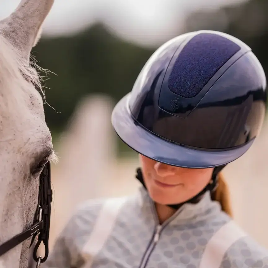 Crown Glossy Mips Riding Helmet - Navy/Navy Shimmer