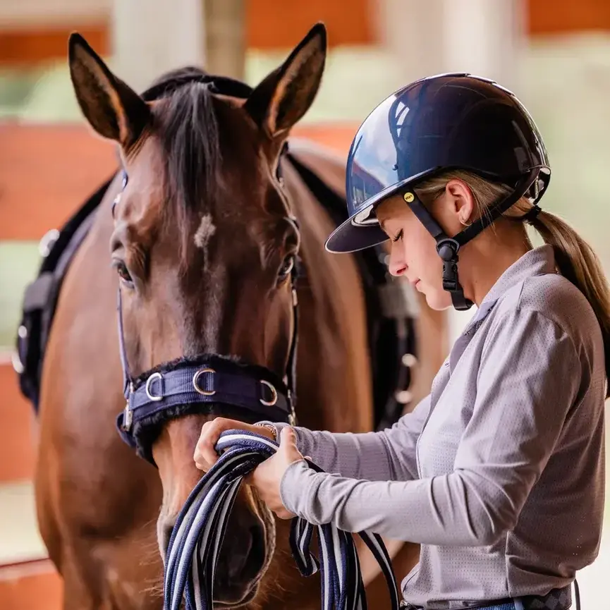 Crown Glossy Mips Riding Helmet - Navy/Navy Shimmer