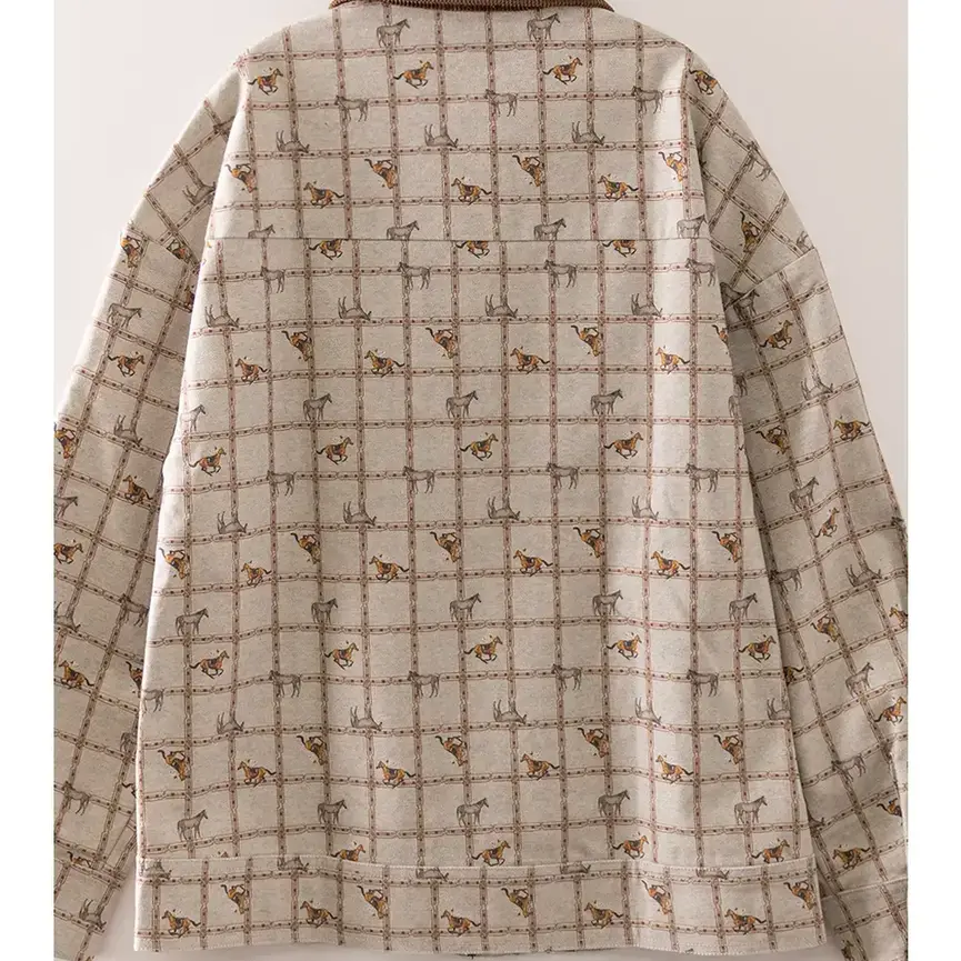 Western Horse Print Zip Up Jacket