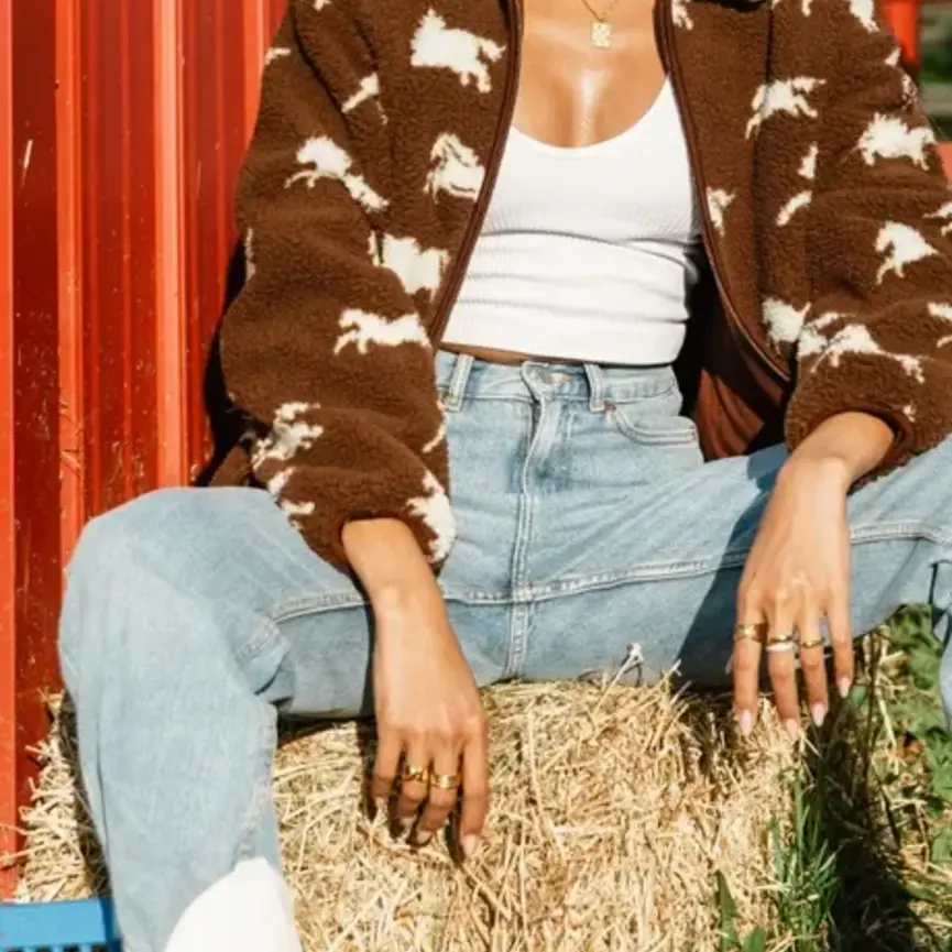 Brown & White Fleece Horse Jacket