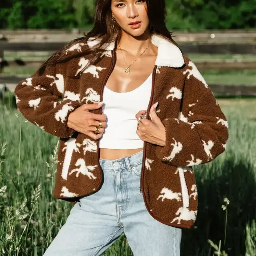 Brown & White Fleece Horse Jacket