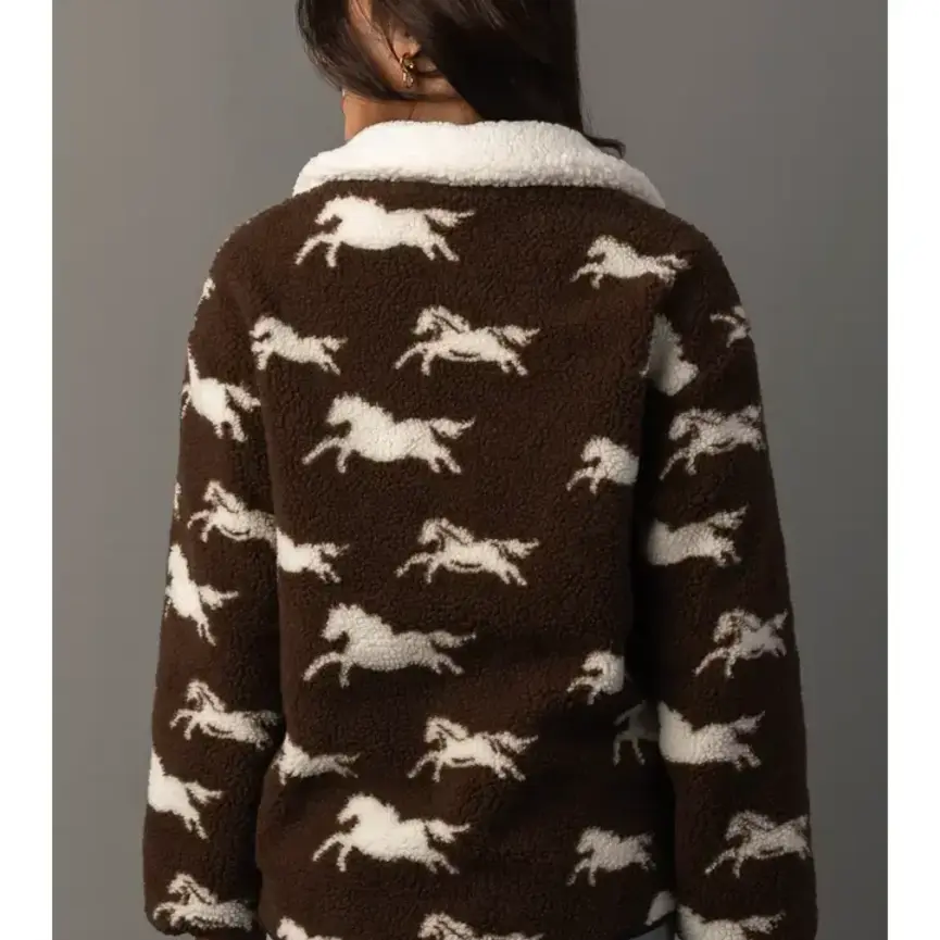 Brown & White Fleece Horse Jacket