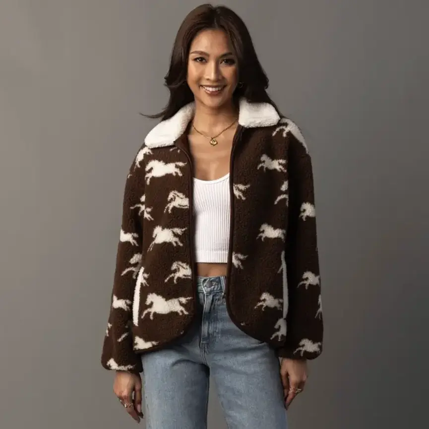 Brown & White Fleece Horse Jacket