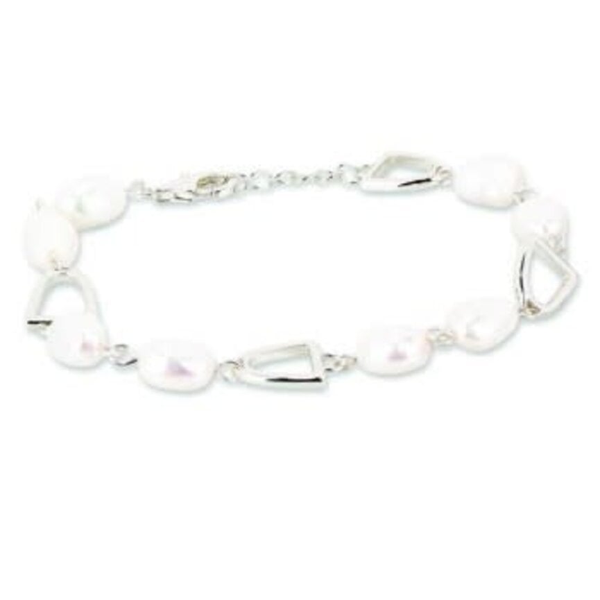 STERLING SILVER PEARL STIRRUP BRACELET