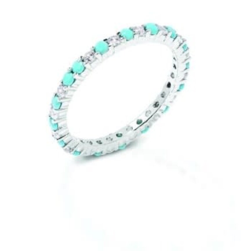 STERLING SILVER TURQUOISE ANNIVERSARY BAND