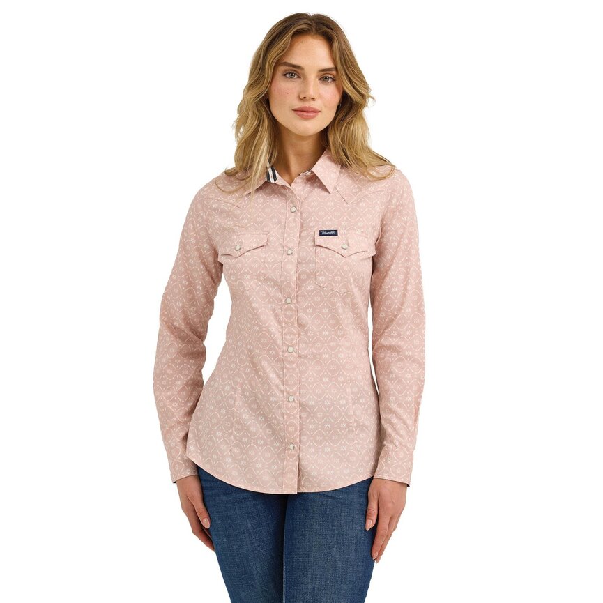 Retro Western Dress Snap Top - Pink