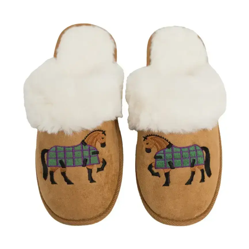 Bay Horse Faux Fur Suede Slippers