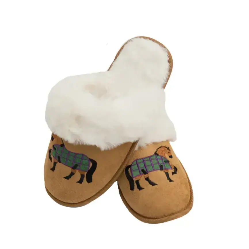 Bay Horse Faux Fur Suede Slippers
