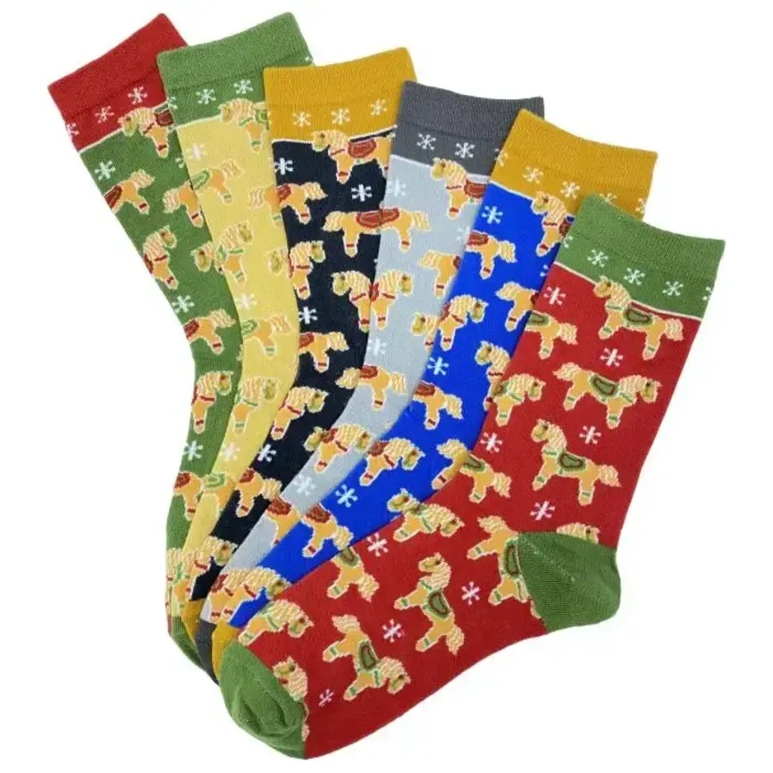 GINGERBREAD HORSE ADULT CREW SOCK (ASSORTED)