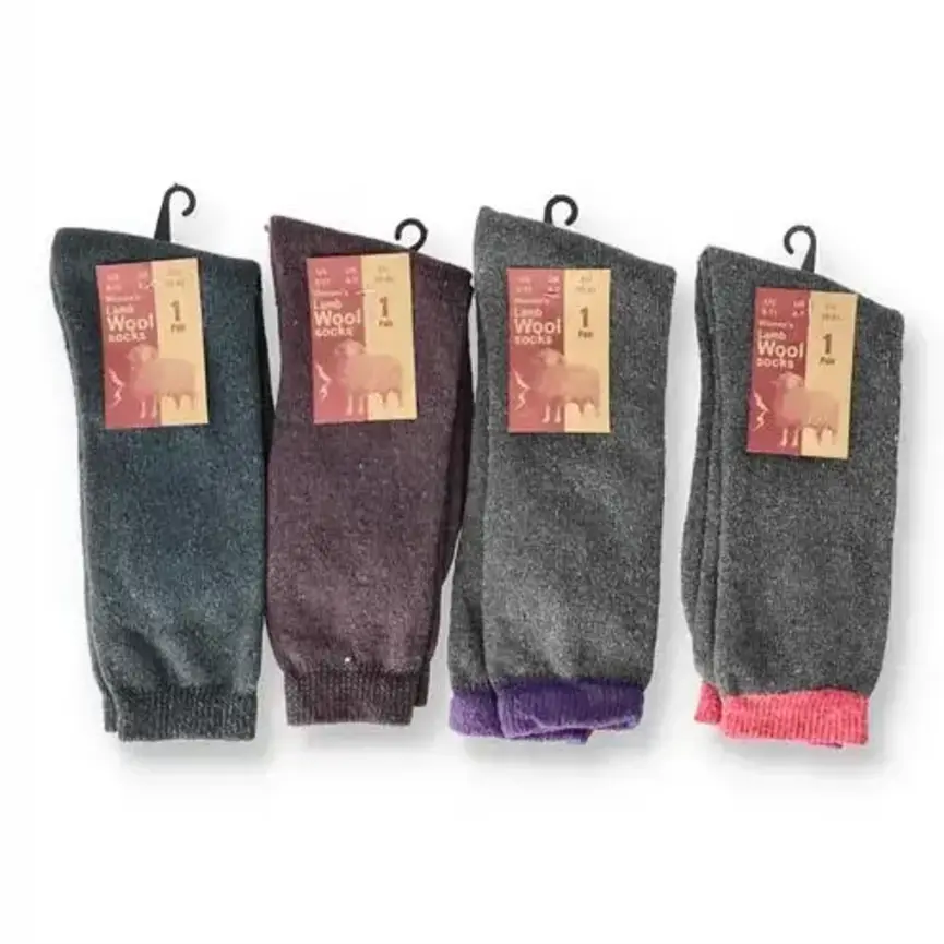 Lamb Wool Womens Socks Size 9-11 (Assorted Colors)