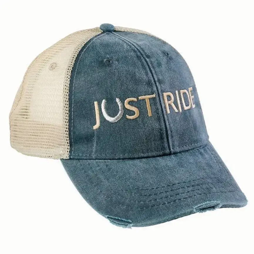Just Ride Mesh Back Ball Cap Hat in Navy