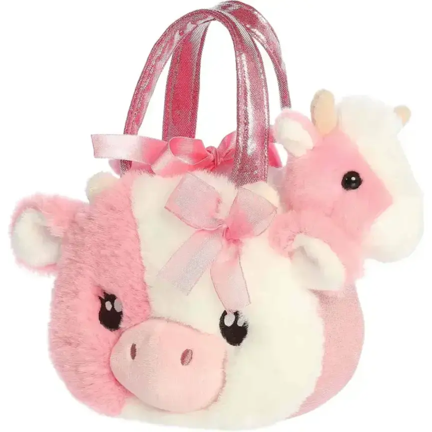 8" Plush Fuzzy Face Strawberry Cow Fancy Pals