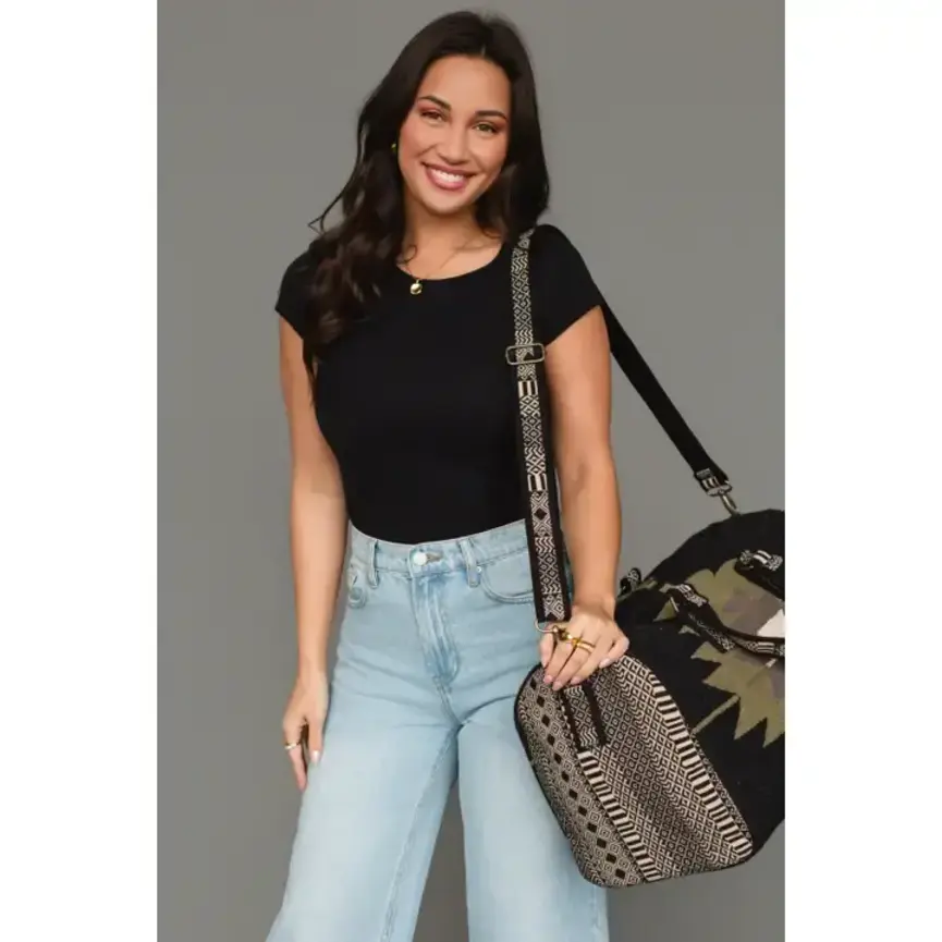 Black, Olive, Gray & Cream Western Duffel