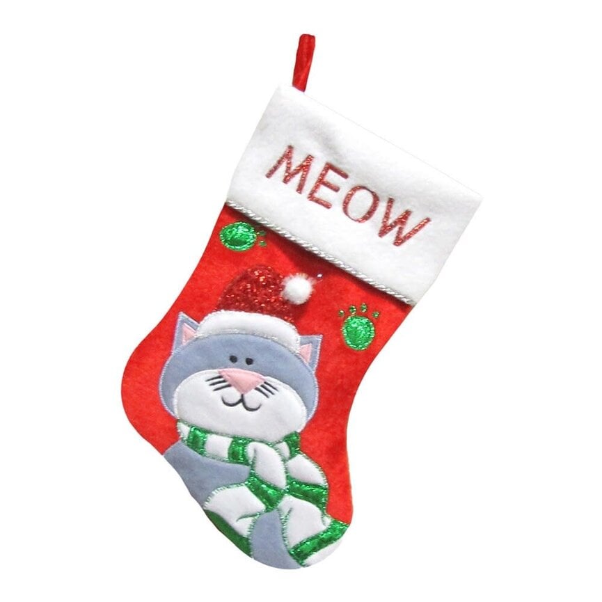 CHRISTMAS!!! Stocking 13" CAT "Meow"