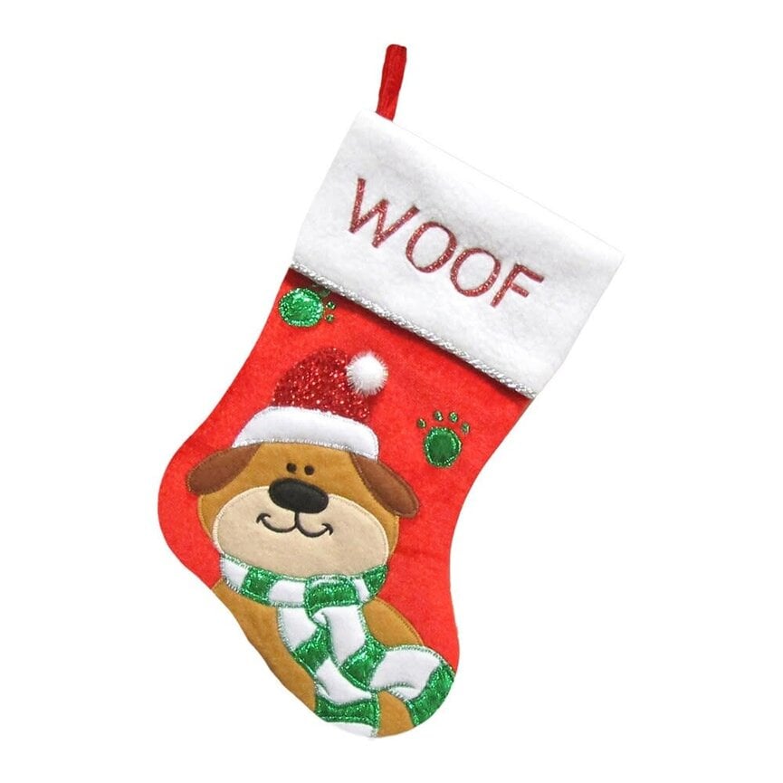 CHRISTMAS!!! Stocking 13" DOG "Woof"