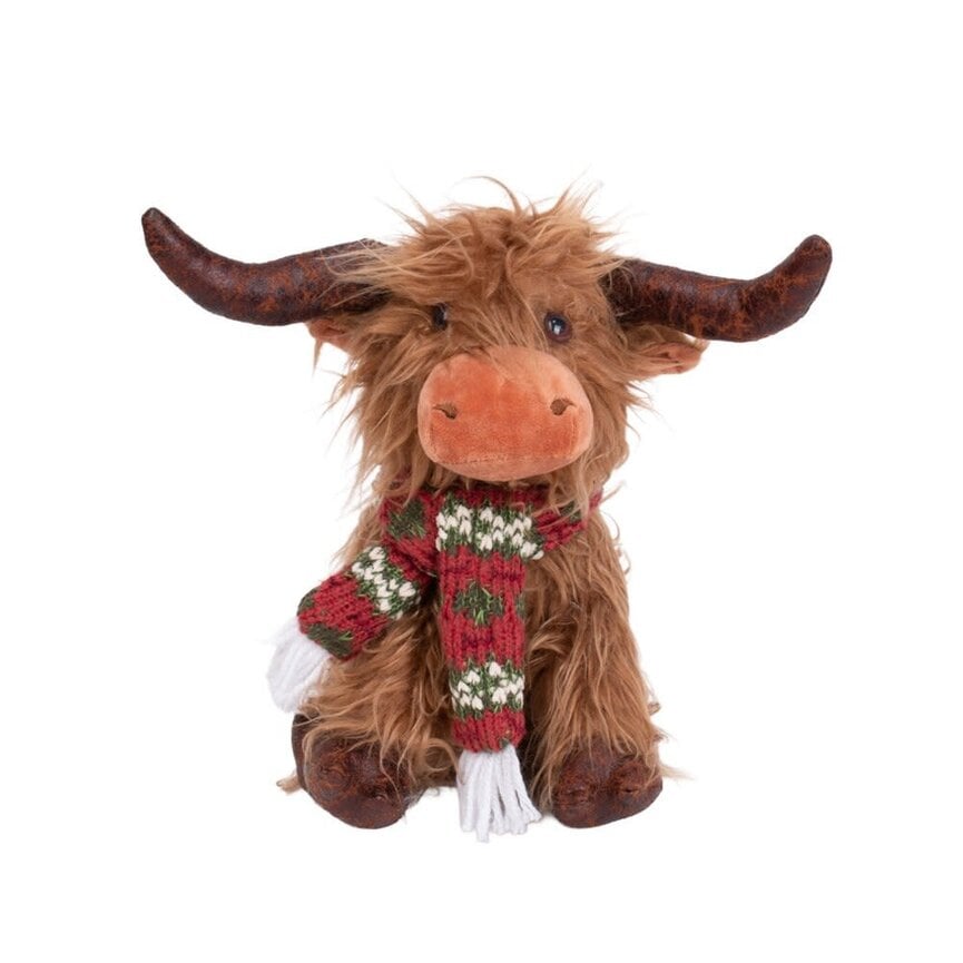 CHRISTMAS!!! Plush Sitting Cow 9.5"