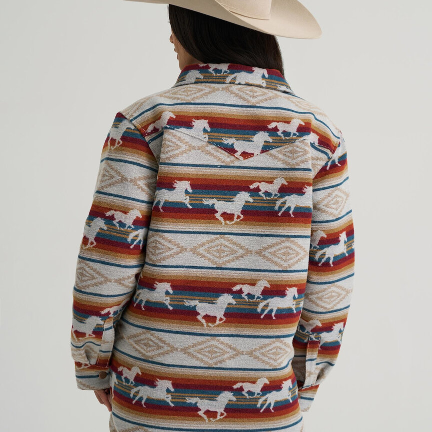 Retro Lined Jaquard Shacket - Tan