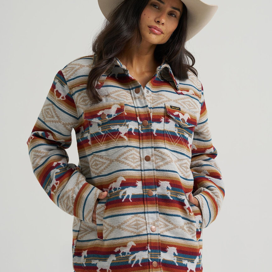 Retro Lined Jaquard Shacket - Tan