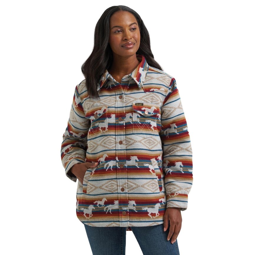 Retro Lined Jaquard Shacket - Tan