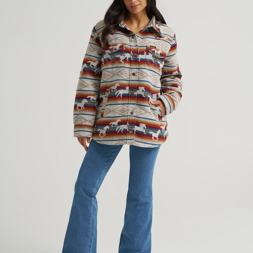 Retro Lined Jaquard Shacket - Tan